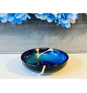 Blue Kintsugi dish